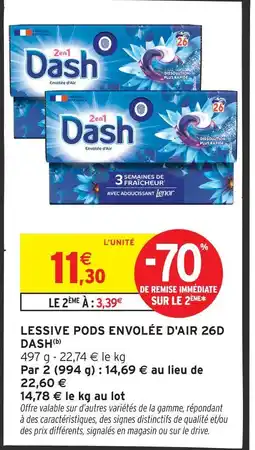 Intermarché Dash lessive pods envolée d'air 26d offre