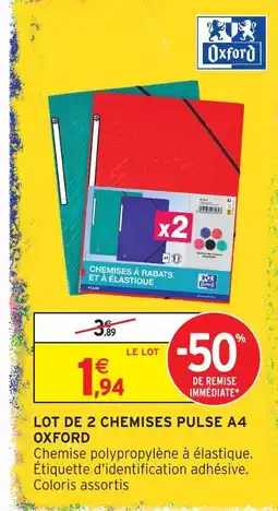 Intermarché Oxford lot de 2 chemises pulse a4 offre