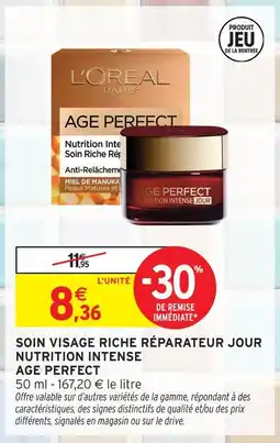 Intermarché Age perfect soin visage riche réparateur jour nutrition intense offre