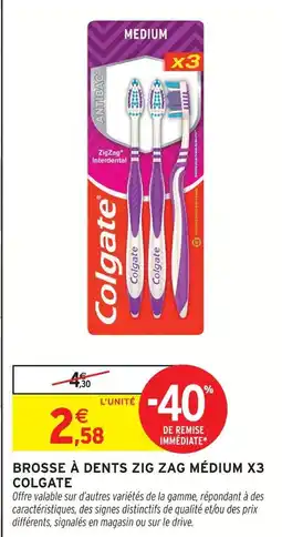 Intermarché Colgate brosse à dents zig zag interdental medium x3 offre
