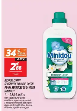 Netto Minidou assouplissant concentré douceur coton peaux sensibles 50 lavages offre