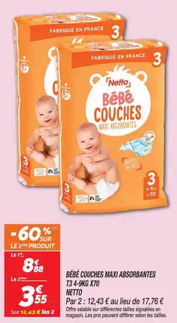 Netto Netto bébé couches maxi absorbantes offre