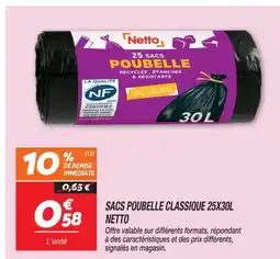 Netto Netto sacs poubelle classique 25x30l offre