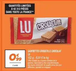 Netto Lu gaufrettes croustille chocolat offre