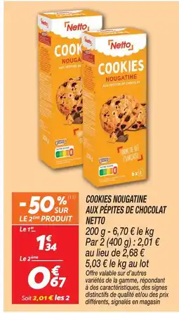 Netto Netto cookies nougatine aux pépites de chocolat offre