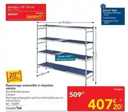 METRO Araven - rayonnage extensible à clayettes offre