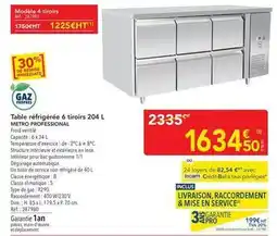 METRO Metro - table rebrigérée 6 tiroirs 204 l offre