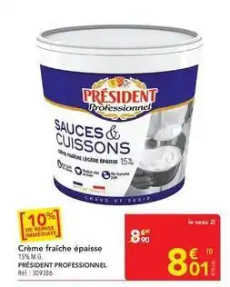 METRO Président - crème fraîche epaisse 15% m.g offre