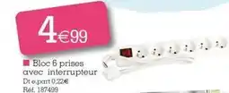 Kandy Bloc 6 prises avec interrupteur offre