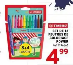 Trafic Stabilo - set de 12 feutres de coloriage power offre