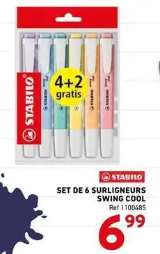 Trafic Stabilo - set de 6 surligneurs swing cool offre