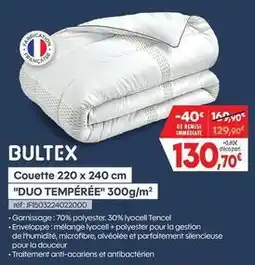 Pro&Cie Bultex - couette 220 x 240 cm duo tempérée 300g/m2 offre