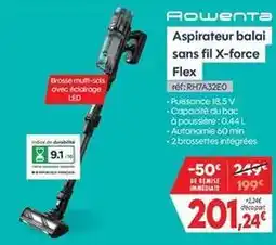 Pro&Cie Rowenta - aspirateur balai sans fil x-force flex offre
