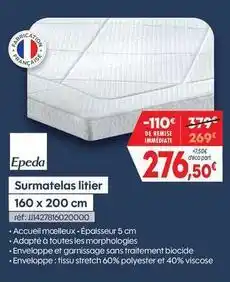 Pro&Cie Epéda - surmatelas litier 160 x 200 cm offre