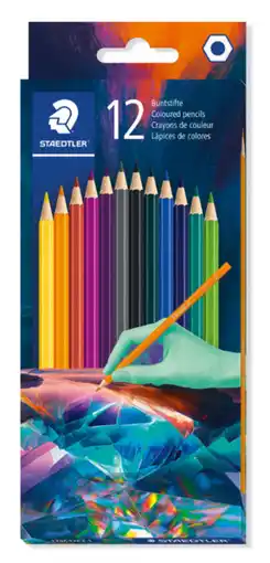 Bureau Vallée Staedtler - etui carton 12 crayons de couleur hexagonaux assortis - edition multiverse offre