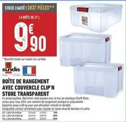 Brico Cash Sundis - boîte de rangement avec couvercle clip'n store transparent offre