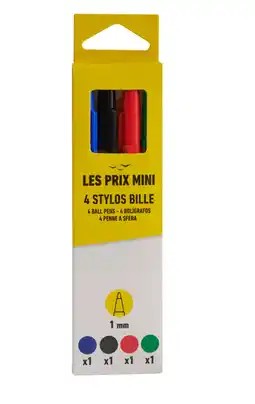 Bureau Vallée Prix mini - 4 stylos bille assortis offre