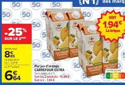 Carrefour CARREFOUR EXTRA Pur jus d'orange offre