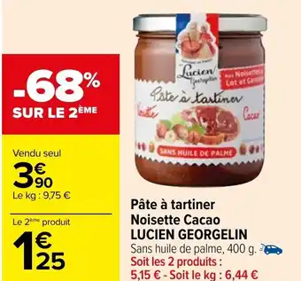 Carrefour Pâte à tartiner noisette cacao LUCIEN GEORGELIN offre