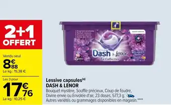 Carrefour Lessive capsules DASH & LENOR offre