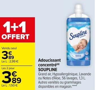 Carrefour Adoucissant concentré SOUPLINE offre