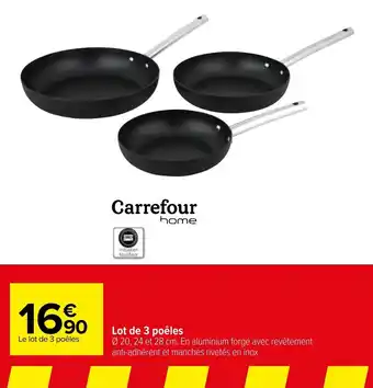 Carrefour Lot de 3 poêles offre