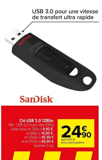 Carrefour Clé USB 3.0 128go offre