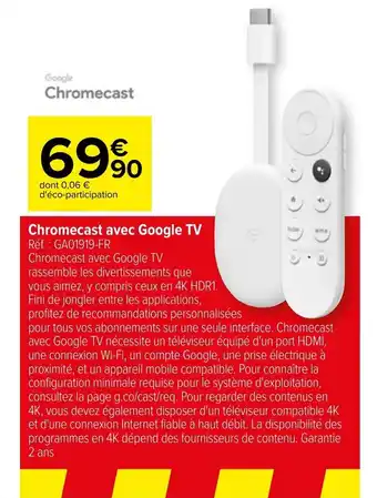 Carrefour Chrimecast avec google TV offre