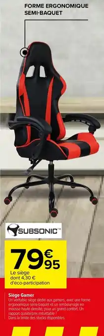 Carrefour Siège gamer offre