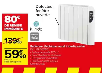 Carrefour Radiateur électrique mural à inertie sèche offre