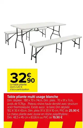 Table pliante multi usage blanche