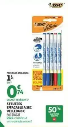 Auchan Supermarché Bic - 5 feutres effaçable a sec offre
