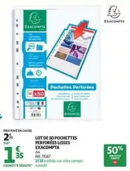 Auchan Supermarché Exacompta - lot de 50 pochettes perforées uss offre