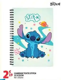 Auchan Supermarché Stitch - cahier de texte 12 x 22 cm offre