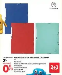 Auchan Supermarché Exacompta - chemise carton 3 rabats offre