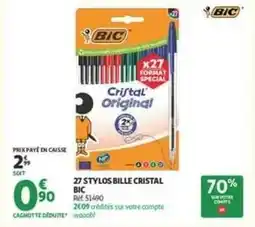 Auchan Supermarché Bic - 27 stylos bille cristal offre