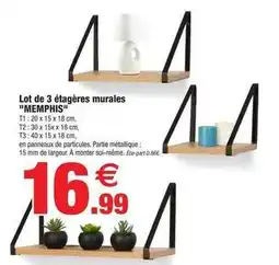 Bazarland Lot de 3 étagères murales offre