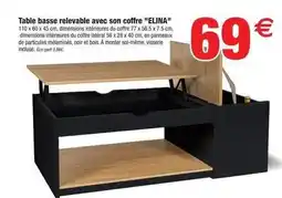 Bazarland Table basse relevable avec son coffre elrina offre