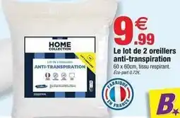 Bazarland Le lot de 2 oreillers anti-transpiration offre