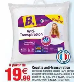 Bazarland Couette anti-transpiration offre