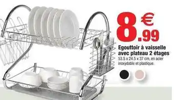 Bazarland Egouttoir à vaisselle avec plateau 2 étages offre
