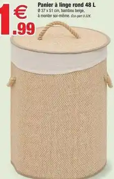 Bazarland Panier à linge rond 48 l offre