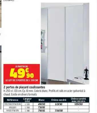 Bricorama 2 Portes de Placard Coulissantes offre