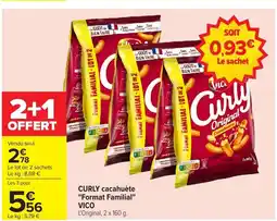 Carrefour VICO CURLY Cacahuète Format Familial offre