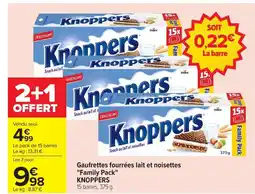 Carrefour KNOPPERS Gaufrettes fourrées lait et noisettes Family Pack offre