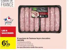 Carrefour SOCOPA 8 saucisses de Toulouse façon charcutière offre