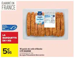 Carrefour CITÉ MARINE 10 panés de colin d'Alaska offre