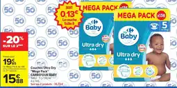 Carrefour CARREFOUR BABY Couches Ultra Dry Mega Pack offre
