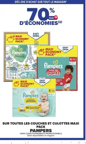 PAMPERS Sur toutes les couches et culottes maxi