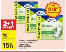 Carrefour TENA DISCREET Protections hygiéniques pour fuites urinaires Mega Pack offre